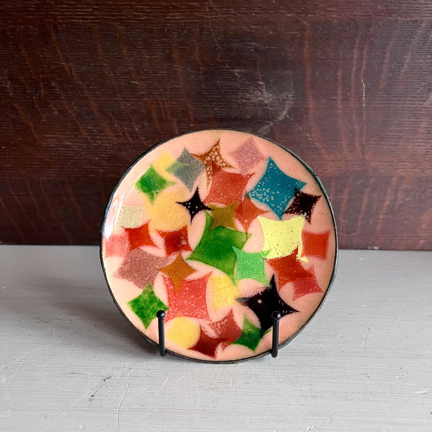 Mid Century Abstract Enameled Copper Plate