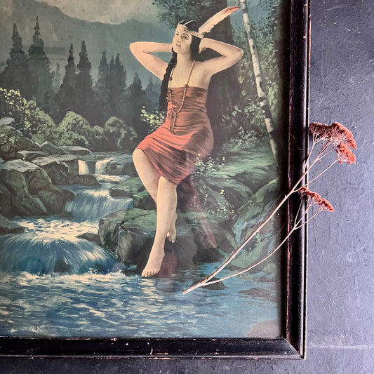 Large Antique 'Indian Maiden' Chromolithograph of Nacoochee Cherokee Princess (c.1920s)
