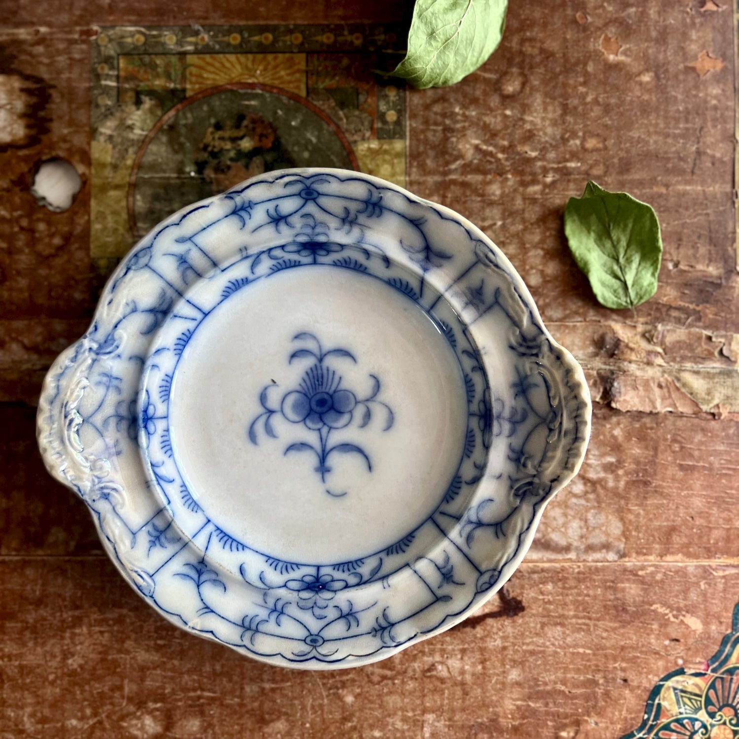Antique Dunn Bennett Flow Blue Copenhagen Dish