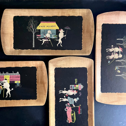1950s Kentley Fifi and Pepe Kitschy Poodle Tray Set