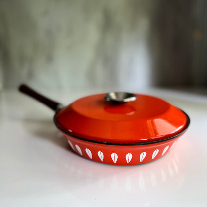 MCM Enamelware Catherineholm Orange and White Lotus Design Saute Pan