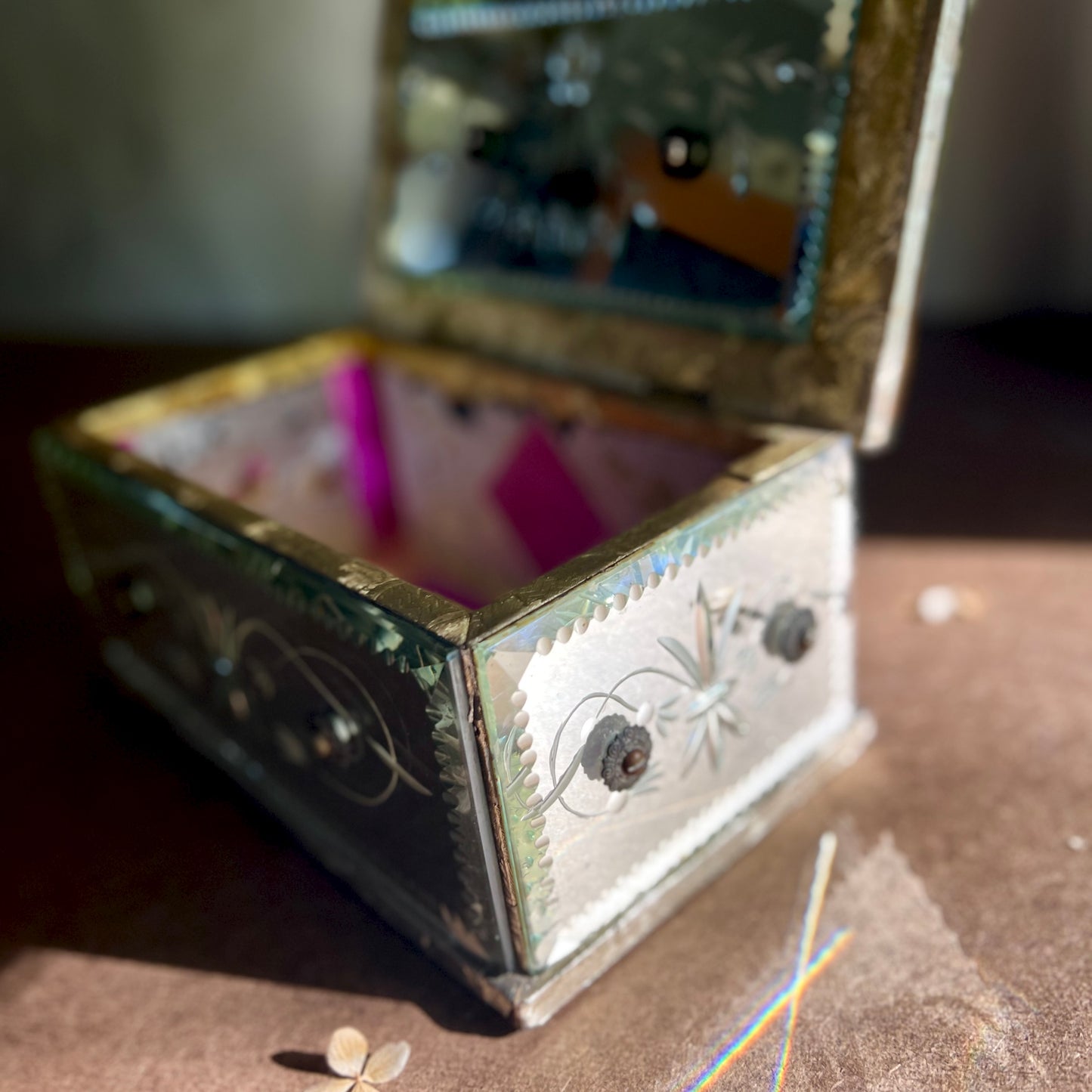 Opulent Engraved Mirrored Dresser Jewelry Box