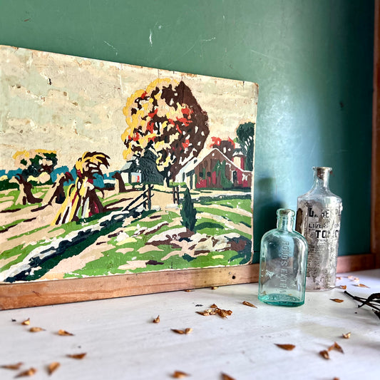 Vintage 1950s Harvest Paint by Number Unframed Painting