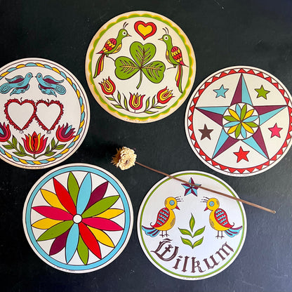 Five Vintage Pennsylvania Dutch Folk Art Hex Signs