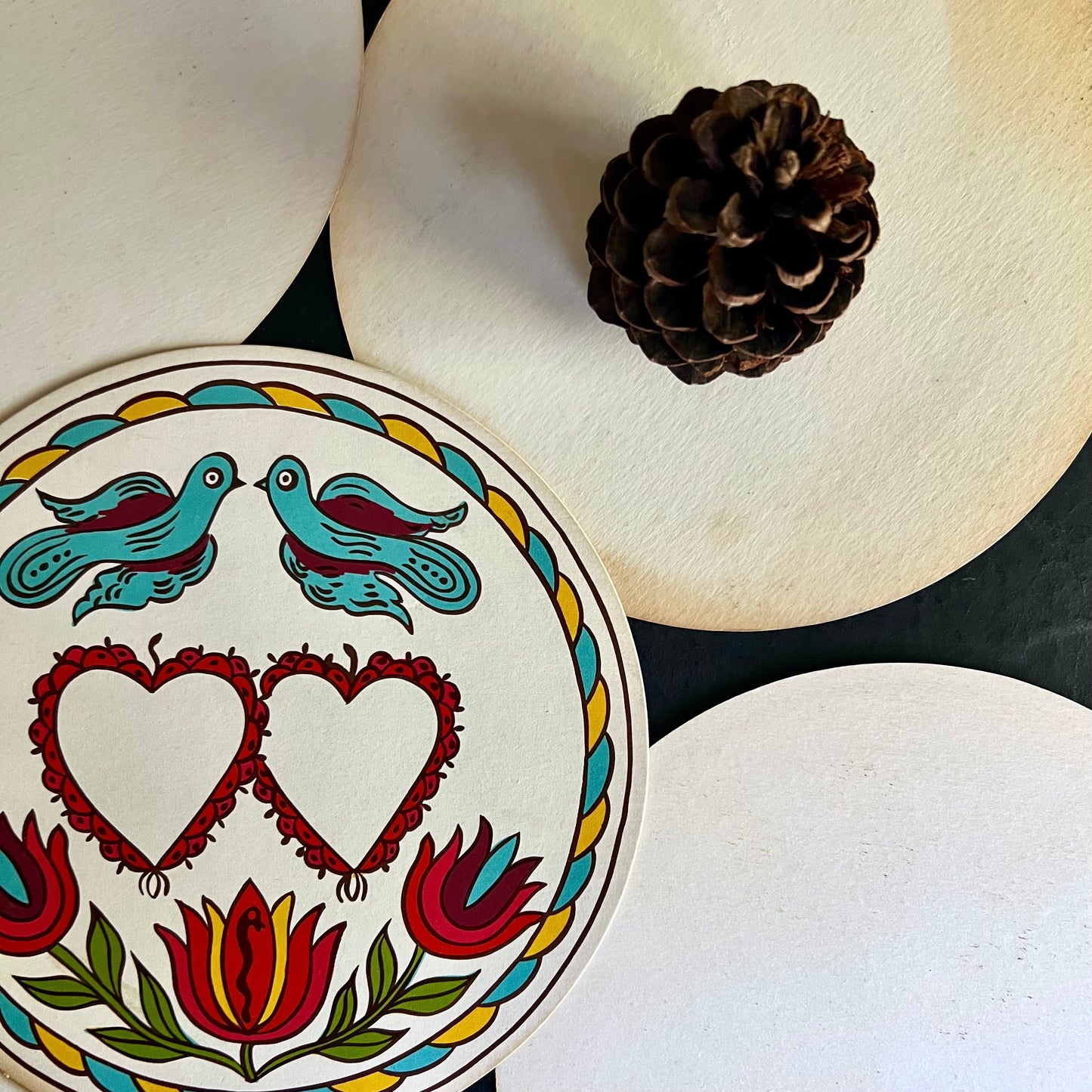 Five Vintage Pennsylvania Dutch Folk Art Hex Signs