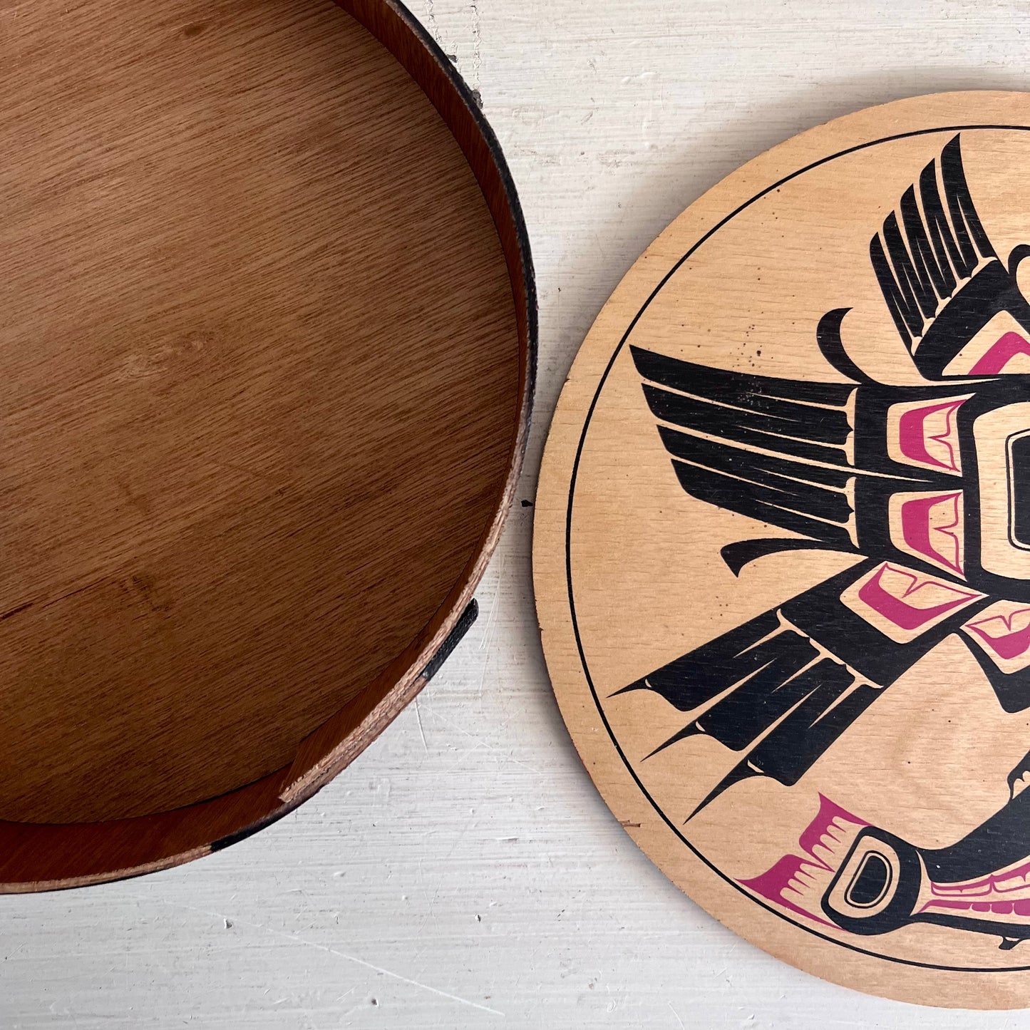 Clarence Wells Eagle and Salmon Aboriginal Drum Box