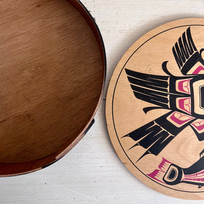 Clarence Wells Eagle and Salmon Aboriginal Drum Box