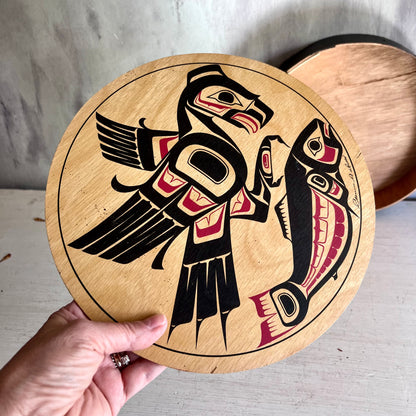 Clarence Wells Eagle and Salmon Aboriginal Drum Box
