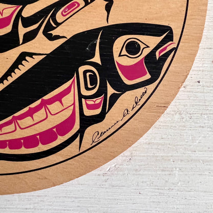 Clarence Wells Eagle and Salmon Aboriginal Drum Box