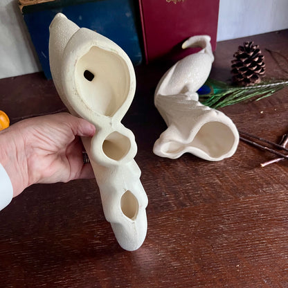 Vintage Maddux California White Pebbled Pottery Peacock Figurines