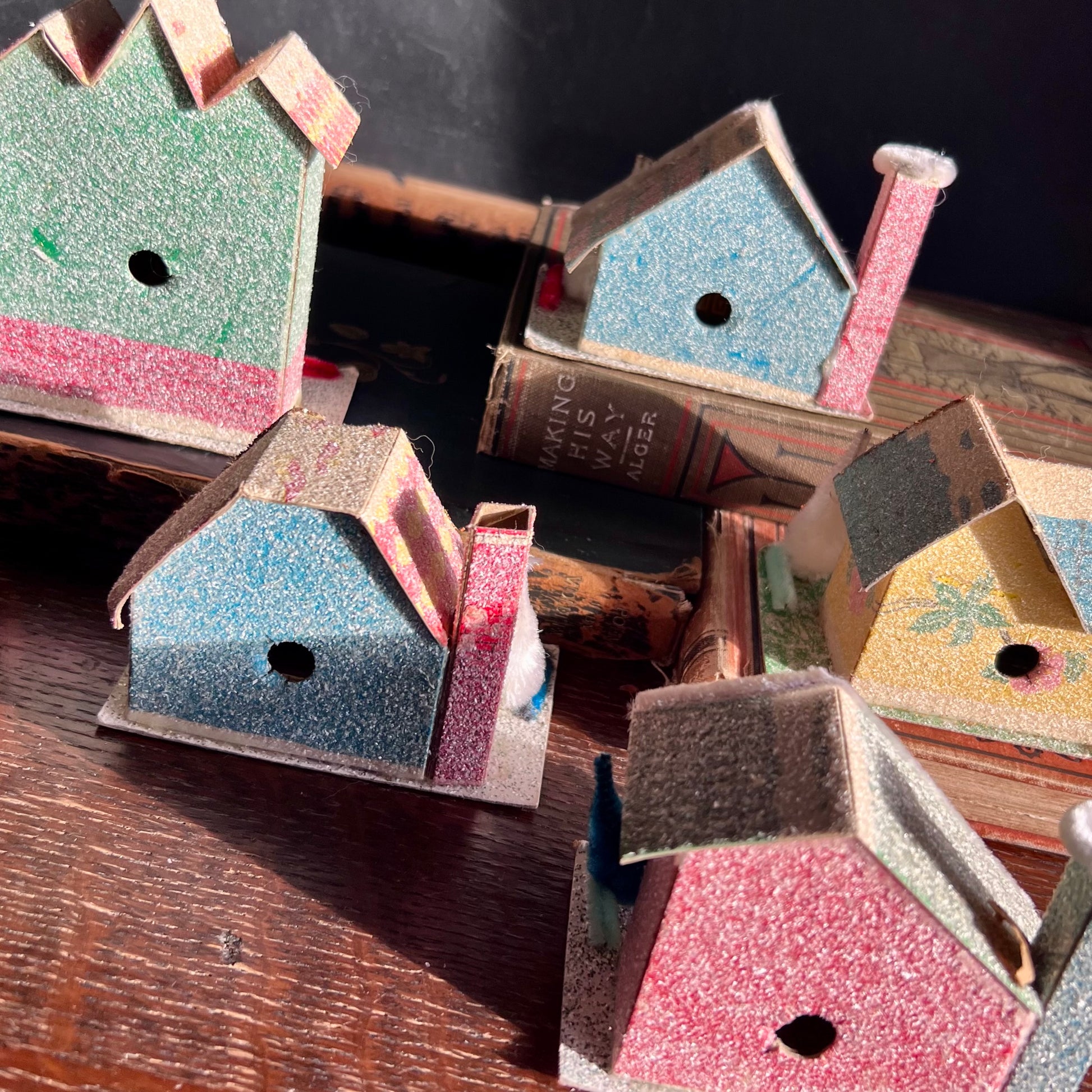 Five Piece Vintage Pastel Putz Village (c.1950s)