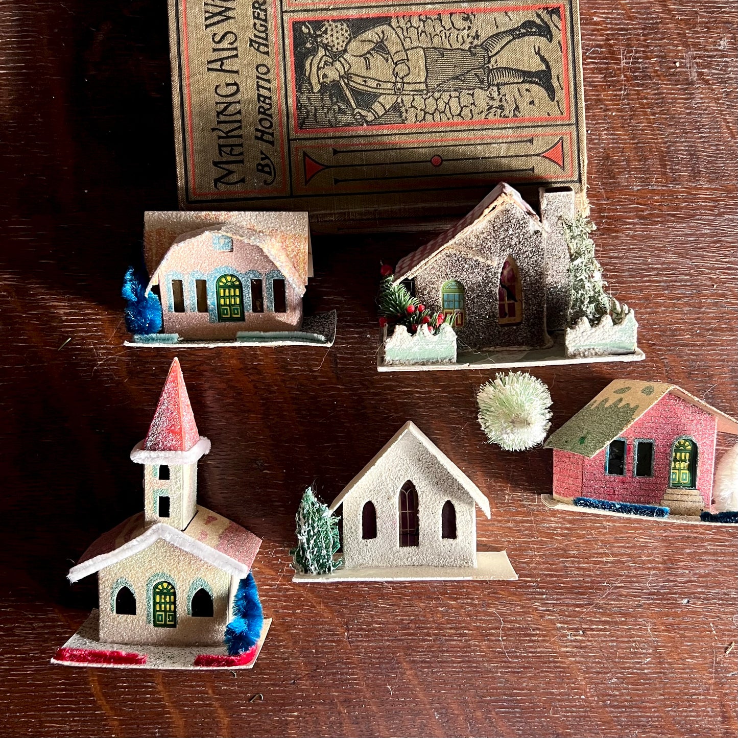 Mid Century Vintage Putz Village with Churches and Houses