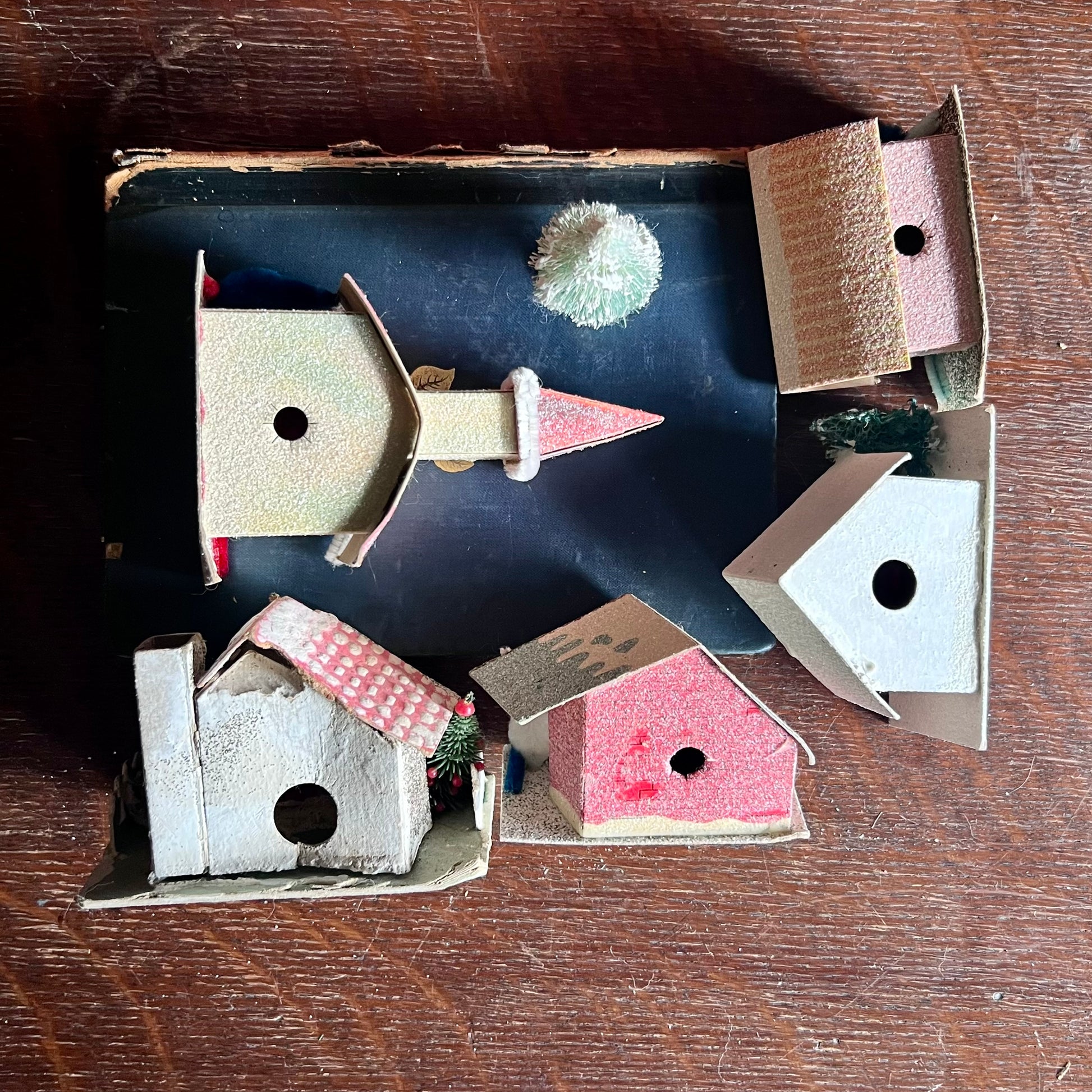 Mid Century Vintage Putz Village with Churches and Houses