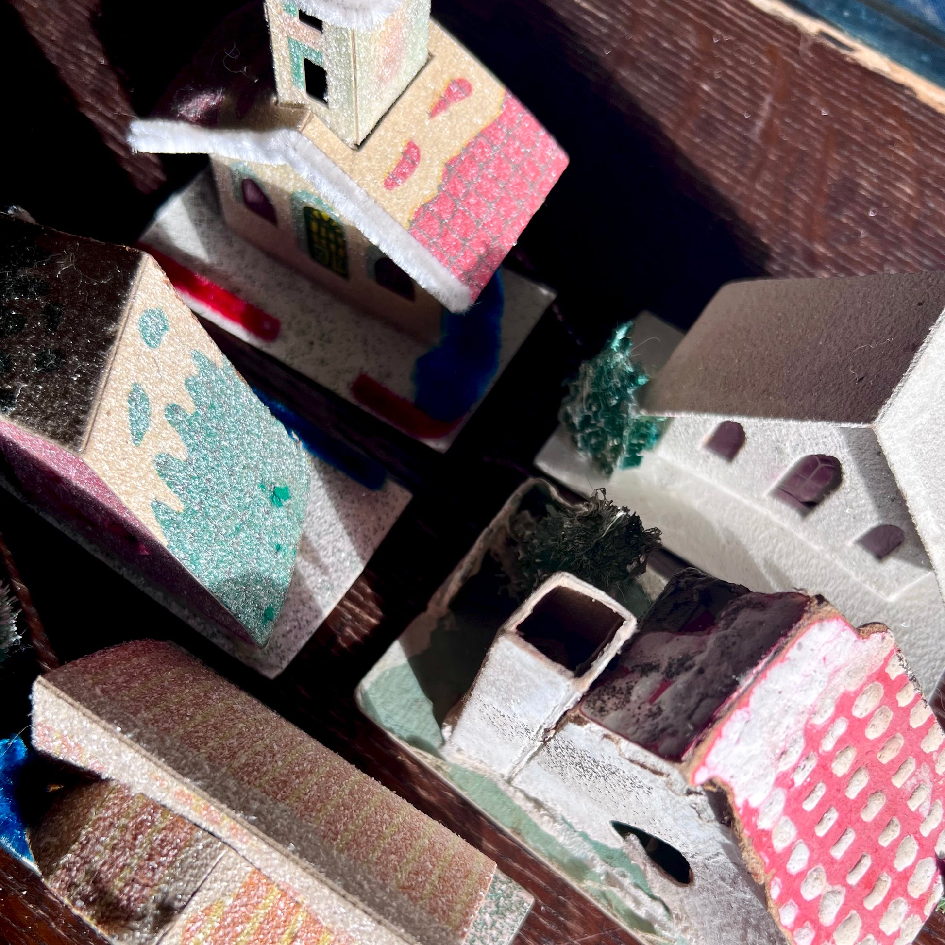 Mid Century Vintage Putz Village with Churches and Houses