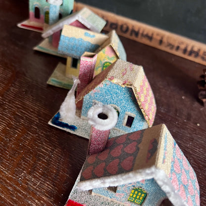 Five Piece Vintage Pastel Putz Village (c.1950s)