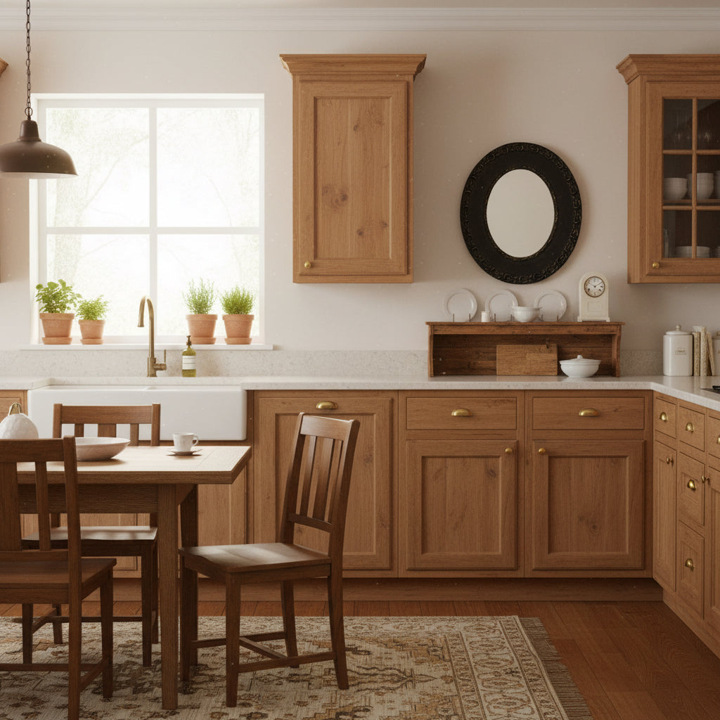 Early Antique Handmade Mirror with Oval Black Frame