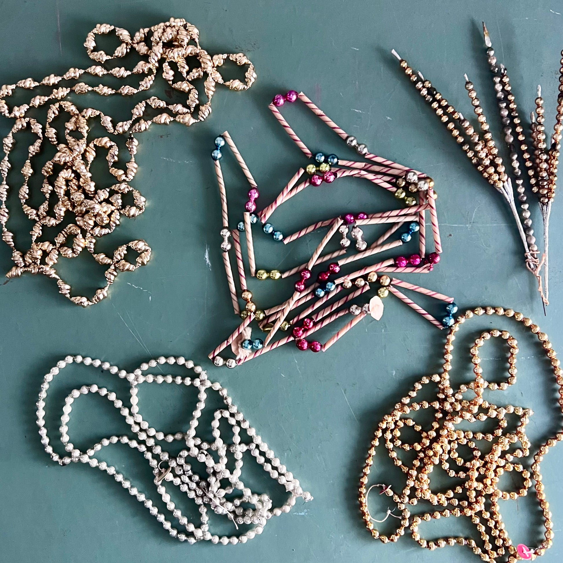 Mismatched Vintage and Antique Beaded Garland Grouping