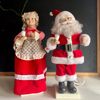 Vintage 1980s Motionette Santa and Mrs. Claus Christmas Set in Box