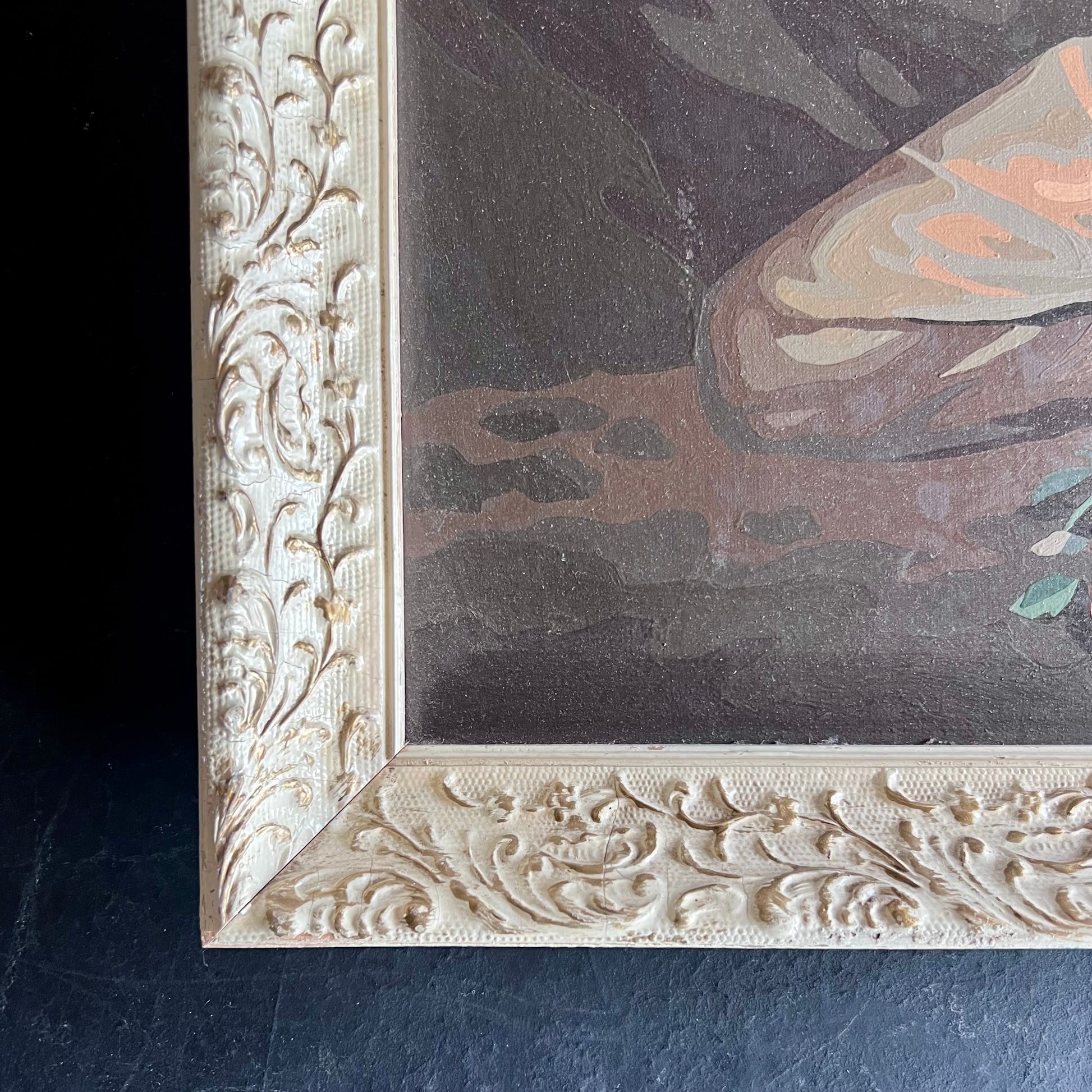 Framed Vintage Pet Portrait Paint by Number 'Boy and Rabbit'