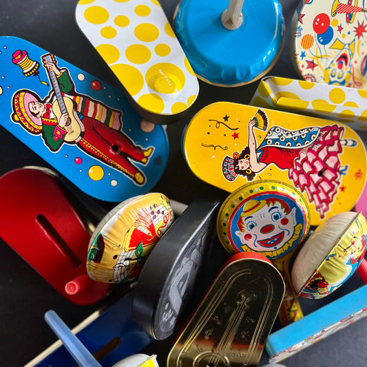 Set of 21 Vintage Tin Litho Party Noise Makers