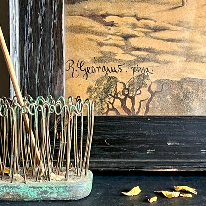 Antique Framed Lithograph of Deer in Winter Forest by German Artist Robert Georgius