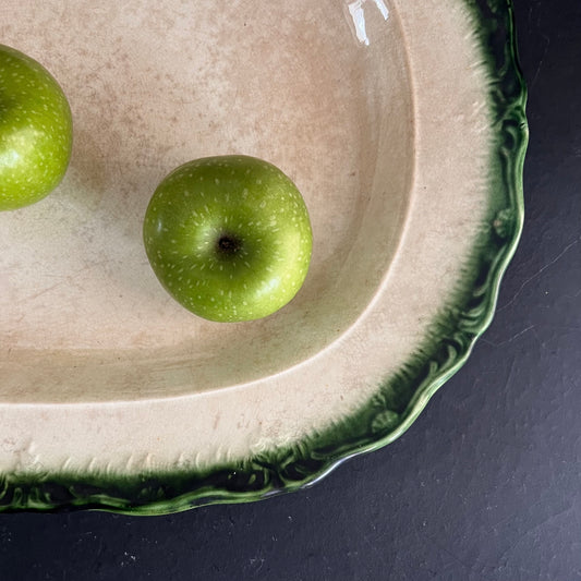 Large Green Feather Edge Antique Platter, c.1800s