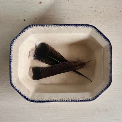 Antique Blue Feather Edge Octagonal Serving Dish