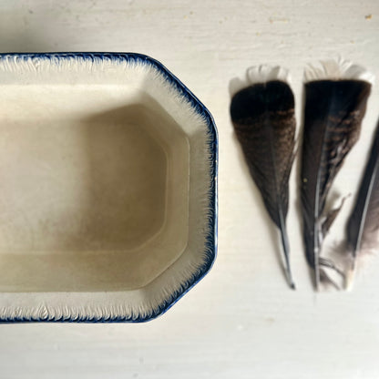 Antique Blue Feather Edge Octagonal Serving Dish