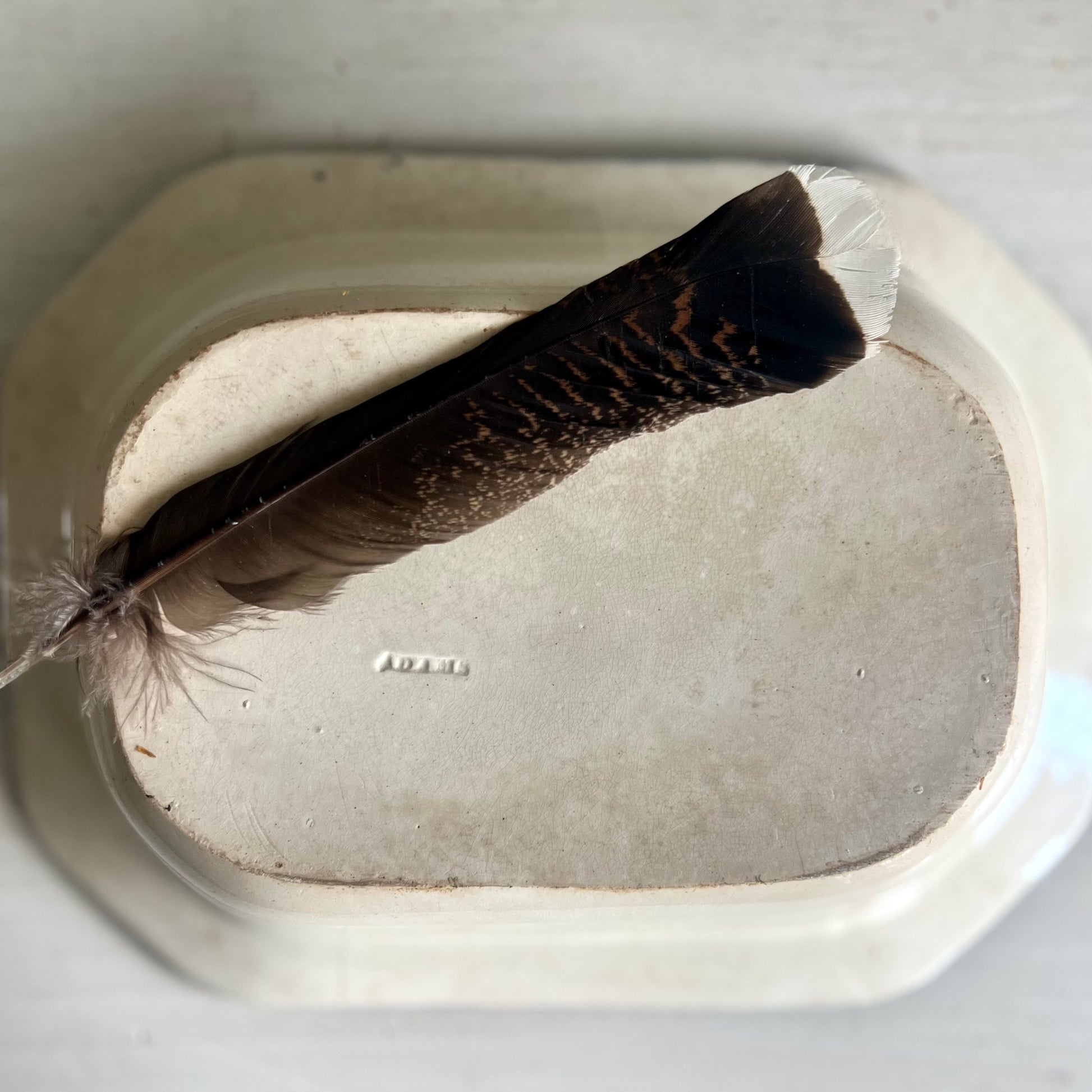 Antique Blue Feather Edge Octagonal Serving Dish