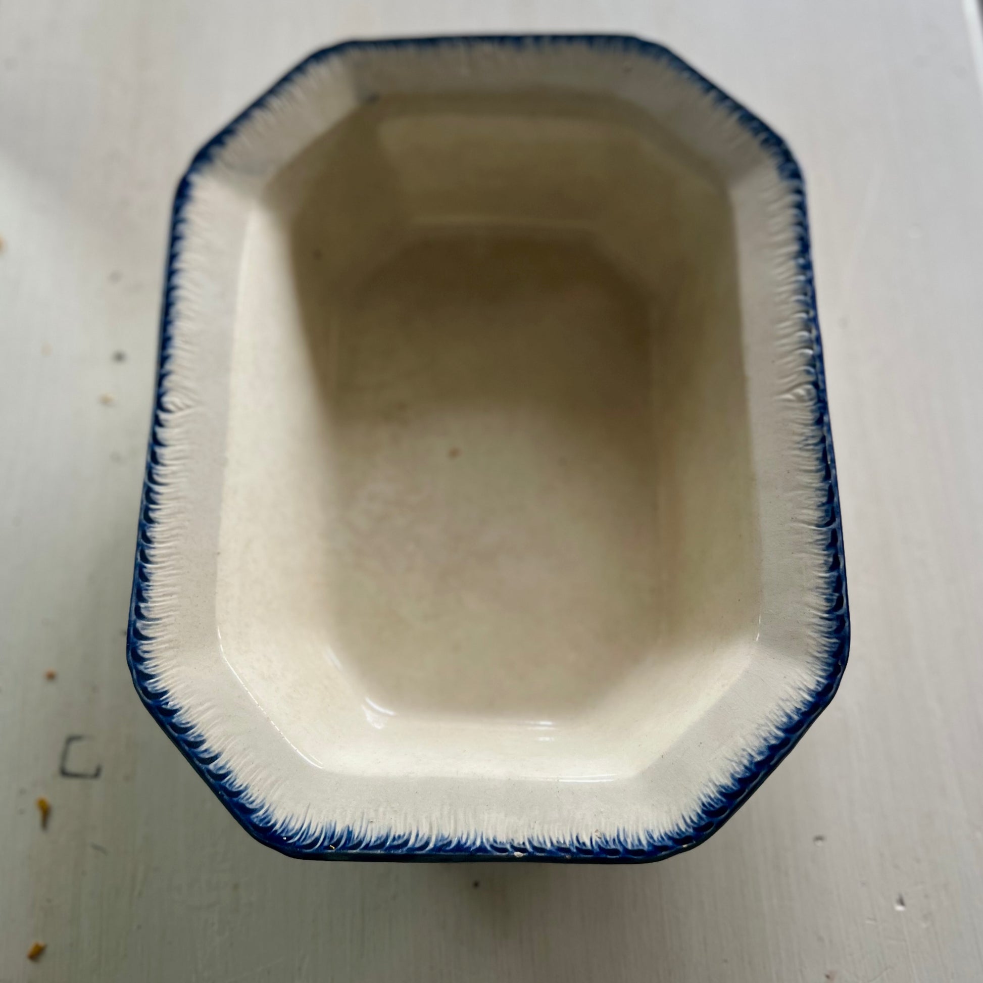 Antique Blue Feather Edge Octagonal Serving Dish