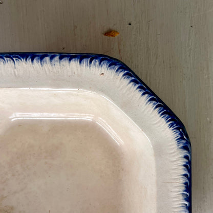 Antique Blue Feather Edge Octagonal Serving Dish