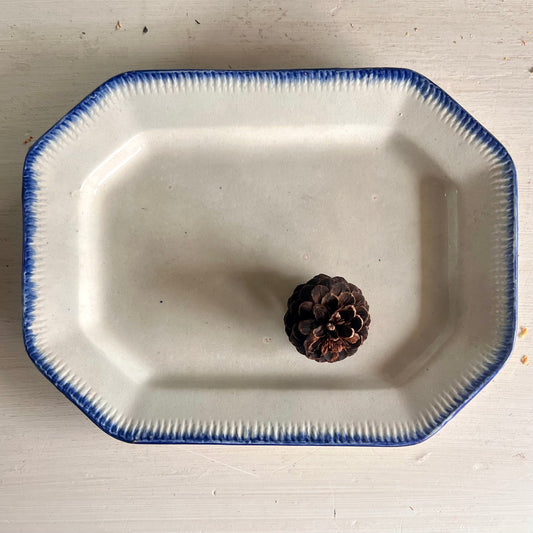 Medium Antique Octagonal Blue Feather Edge Platter