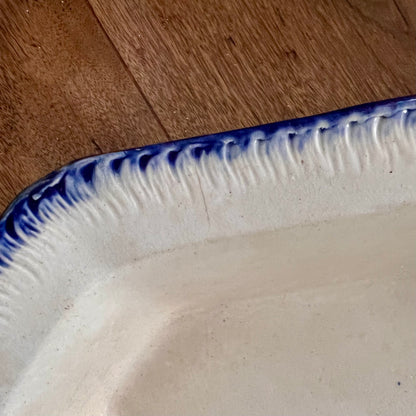 Antique Blue Feather Edge Octagonal Serving Dish