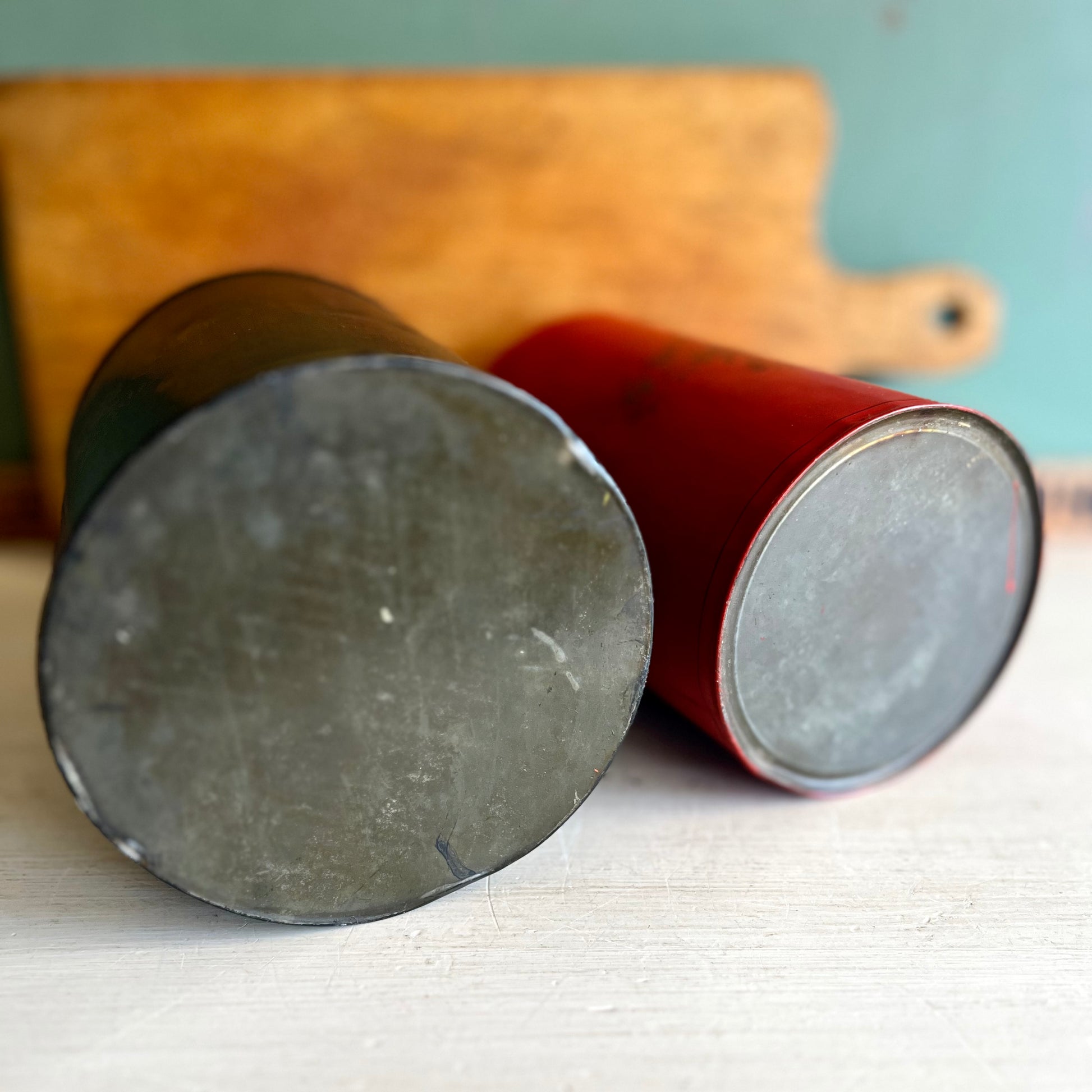 Vintage Tole Stencilled Coffee and Tea Tin Canisters