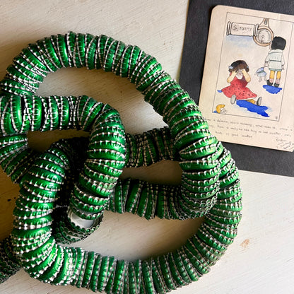 Folk Art Three Link Green Bottle Cap Chain