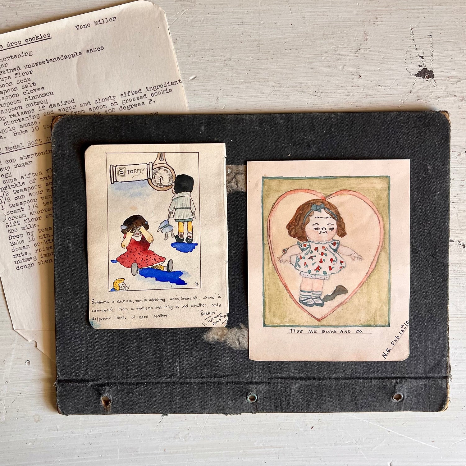 Early Hand Drawn Book Illustration Ephemera, c.1912