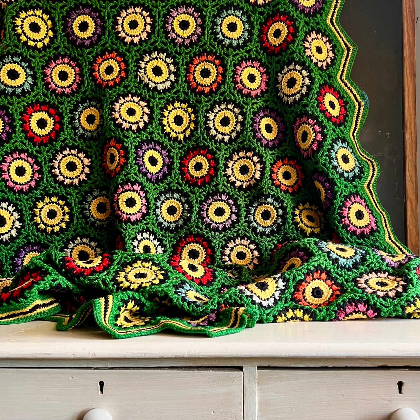Vintage Granny Square Crochet Afghan