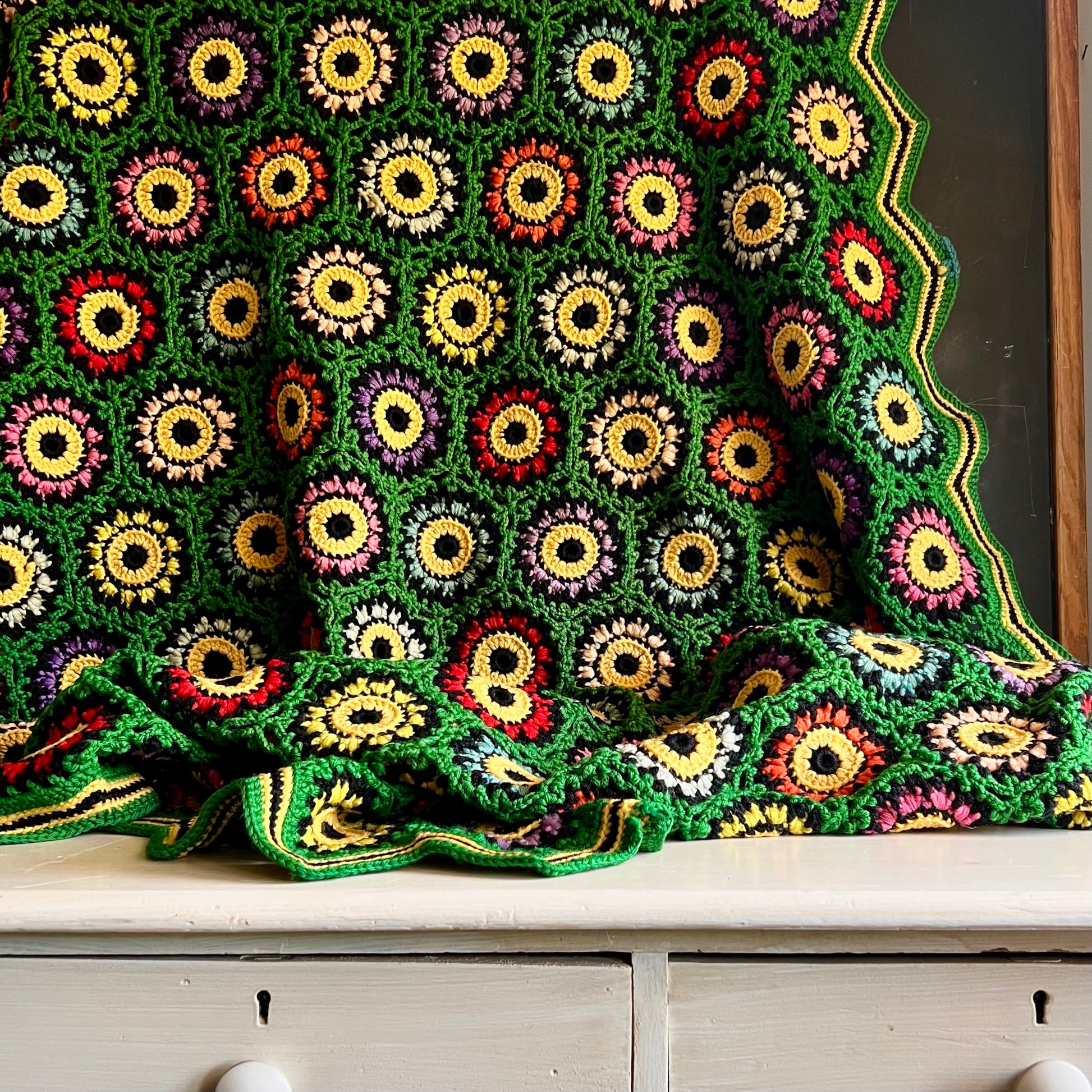 Vintage Granny Square Crochet Afghan