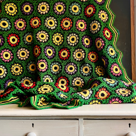 Vintage Granny Square Crochet Afghan