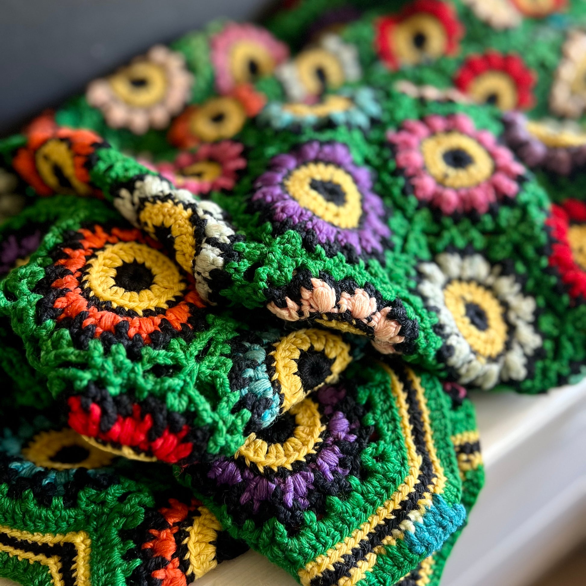 Vintage Granny Square Crochet Afghan
