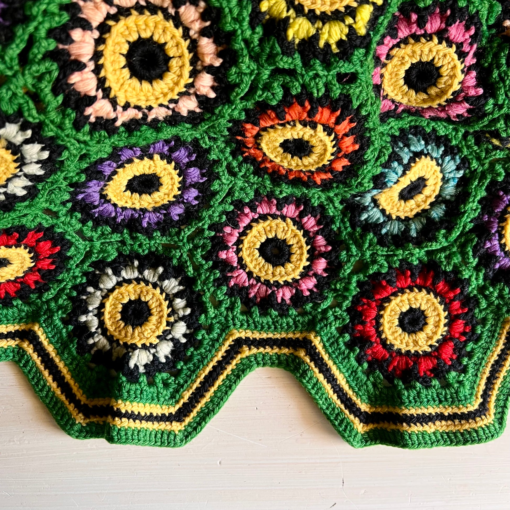 Vintage Granny Square Crochet Afghan