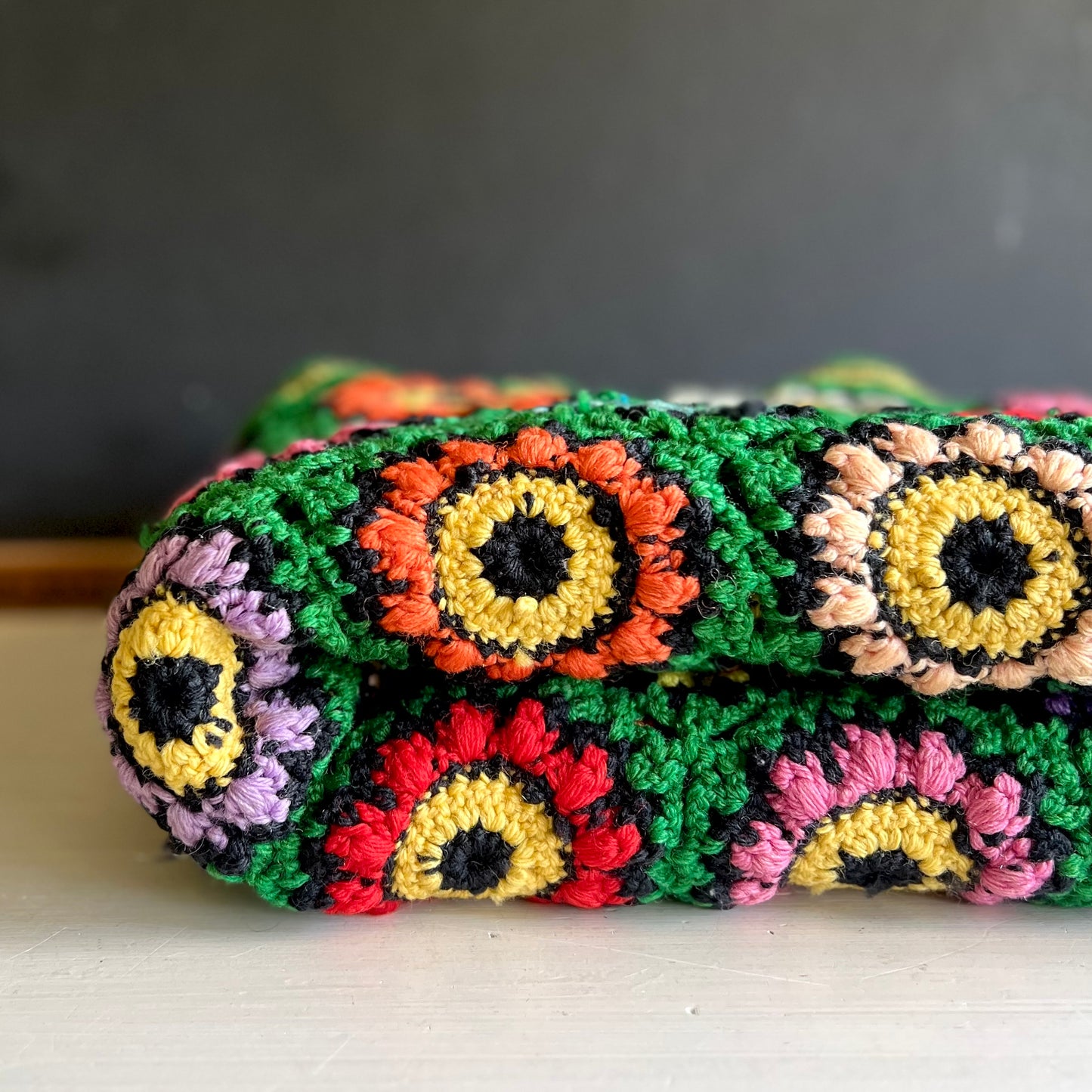 Vintage Granny Square Crochet Afghan