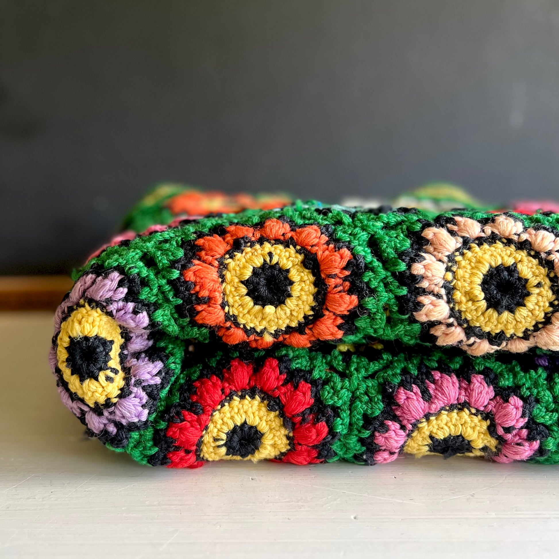Vintage Granny Square Crochet Afghan