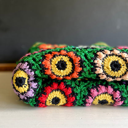 Vintage Granny Square Crochet Afghan
