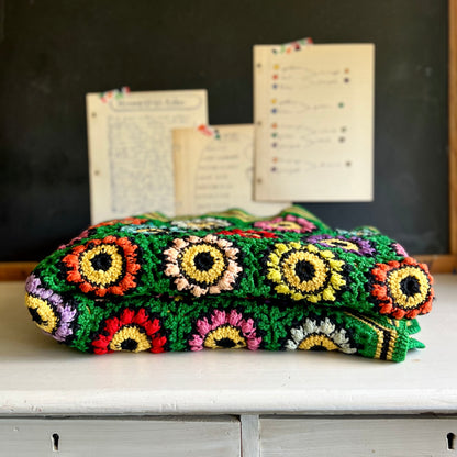 Vintage Granny Square Crochet Afghan