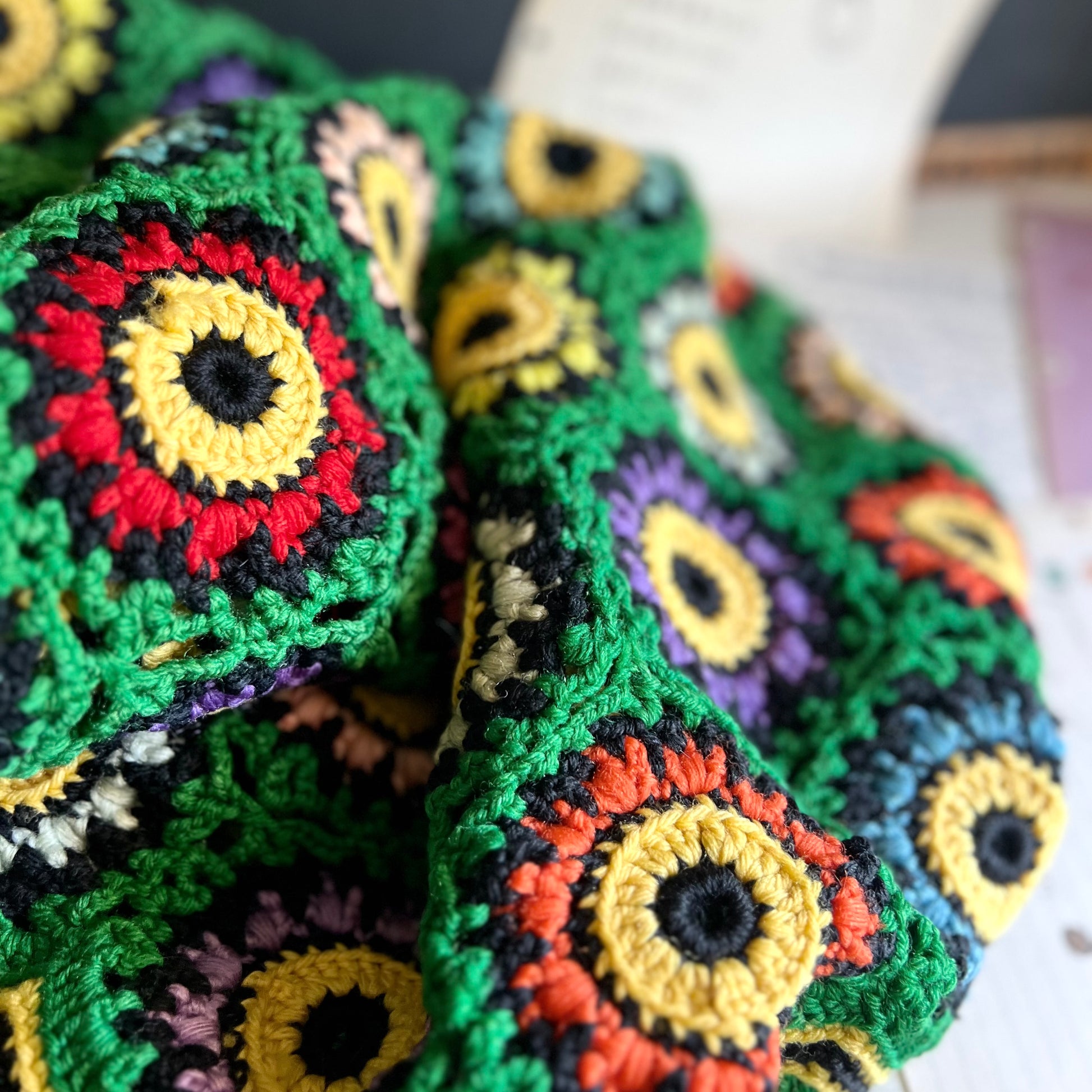 Vintage Granny Square Crochet Afghan