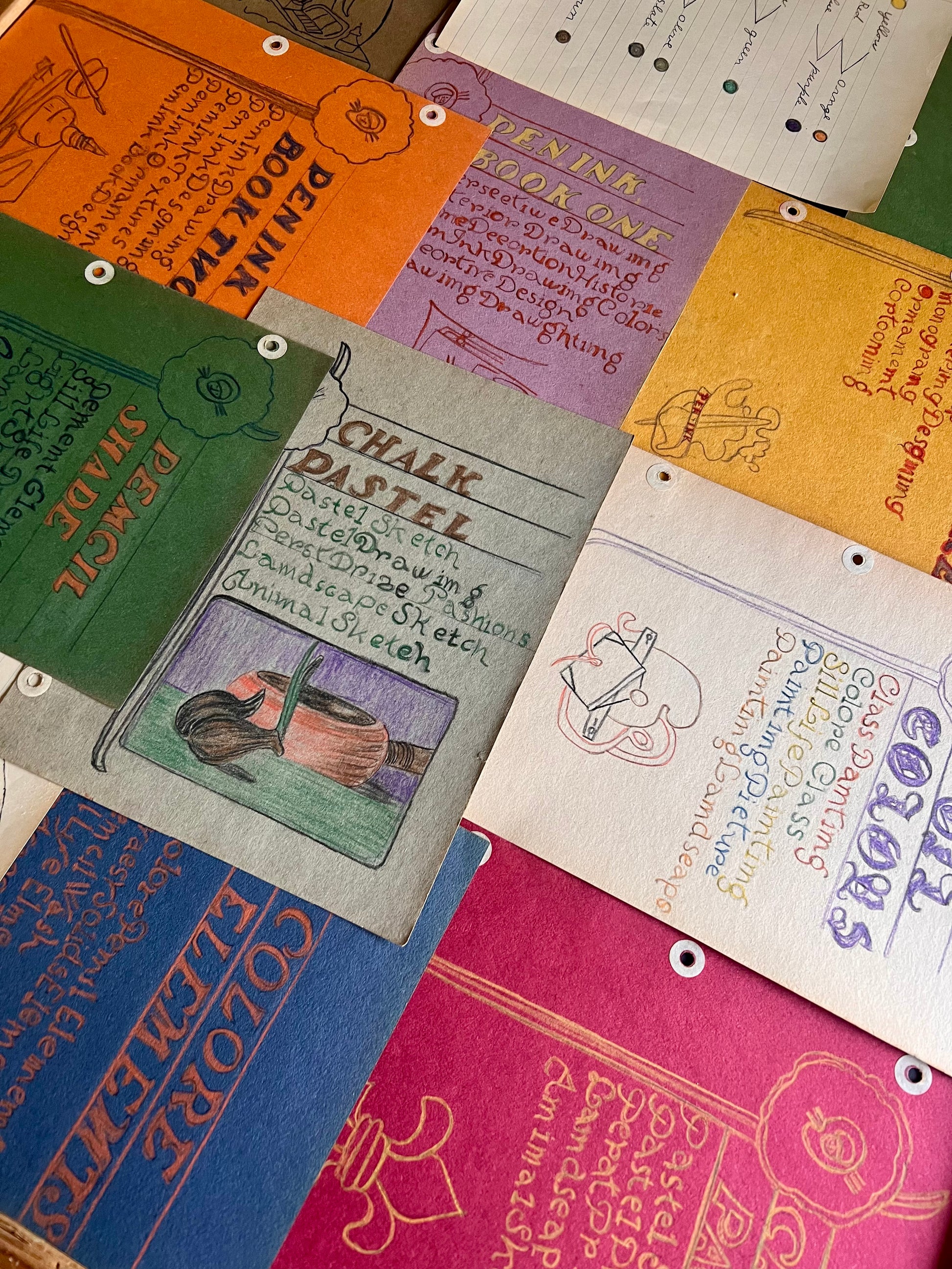 Vintage Ephemera: Student Art Class Notebook Pages