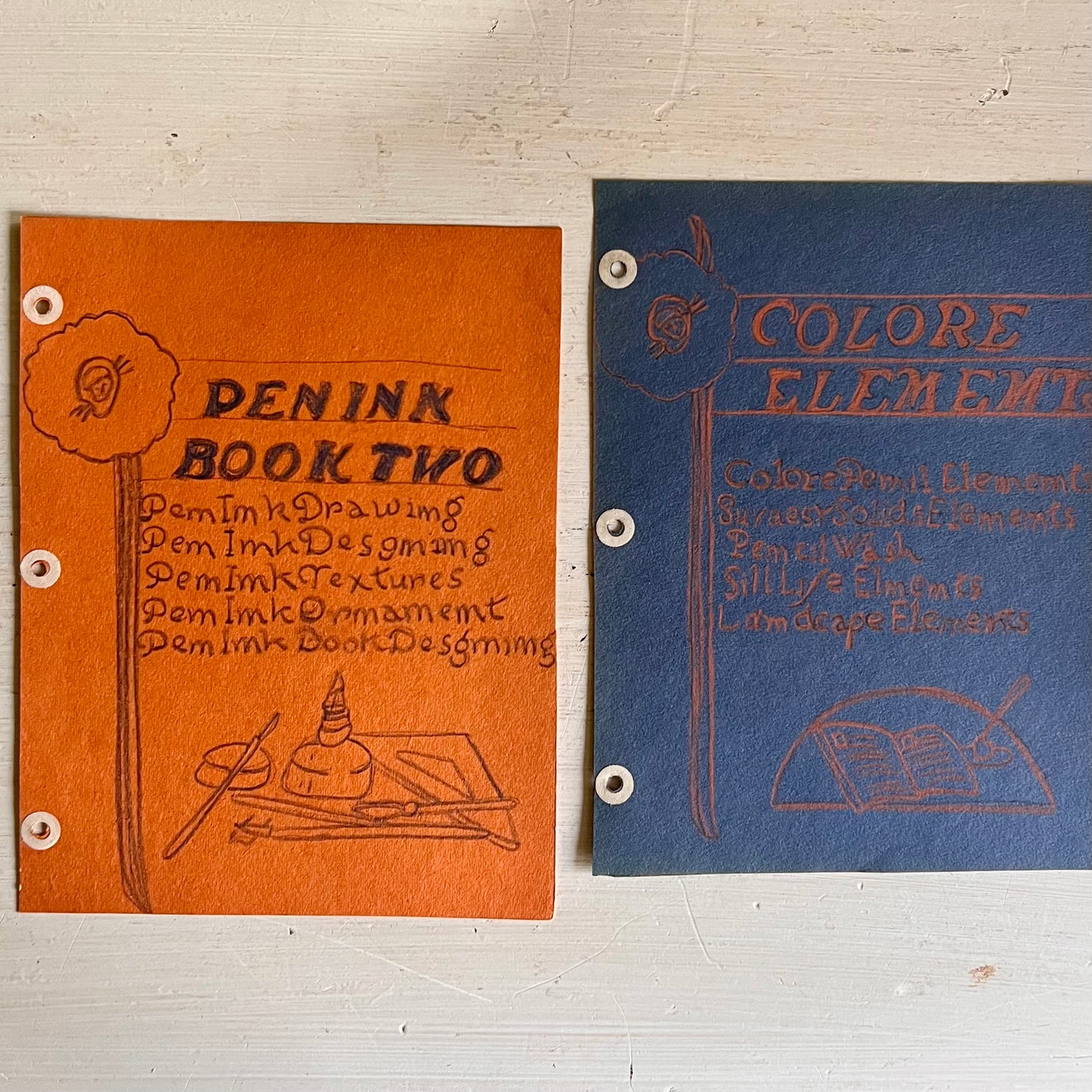 Vintage Ephemera: Student Art Class Notebook Pages