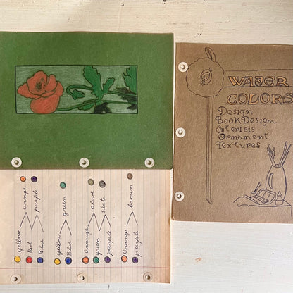 Vintage Ephemera: Student Art Class Notebook Pages