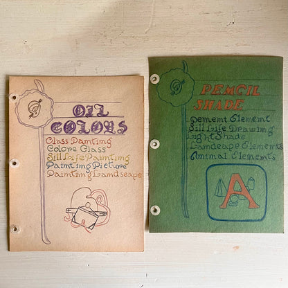 Vintage Ephemera: Student Art Class Notebook Pages
